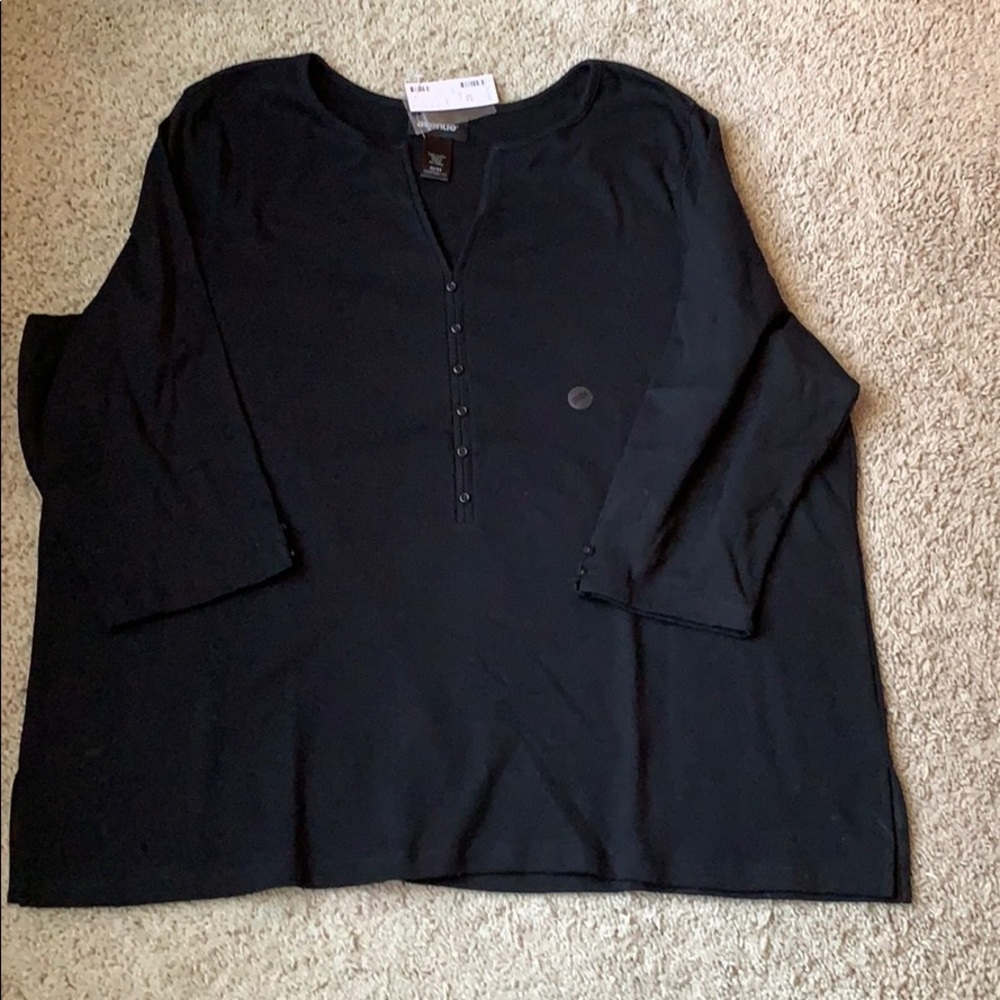 Avenue 100% Cotton Black 1/2 Button Front Jersey